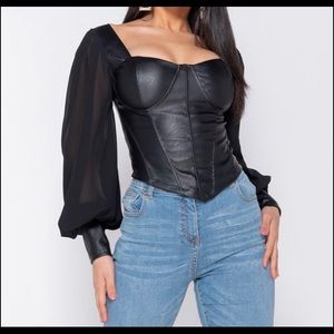 Sheer sleeve corset top